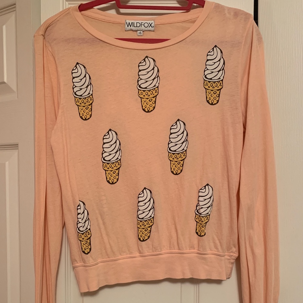 Wildfox Ice Cream Cone Graphic Long Sleeve Tee